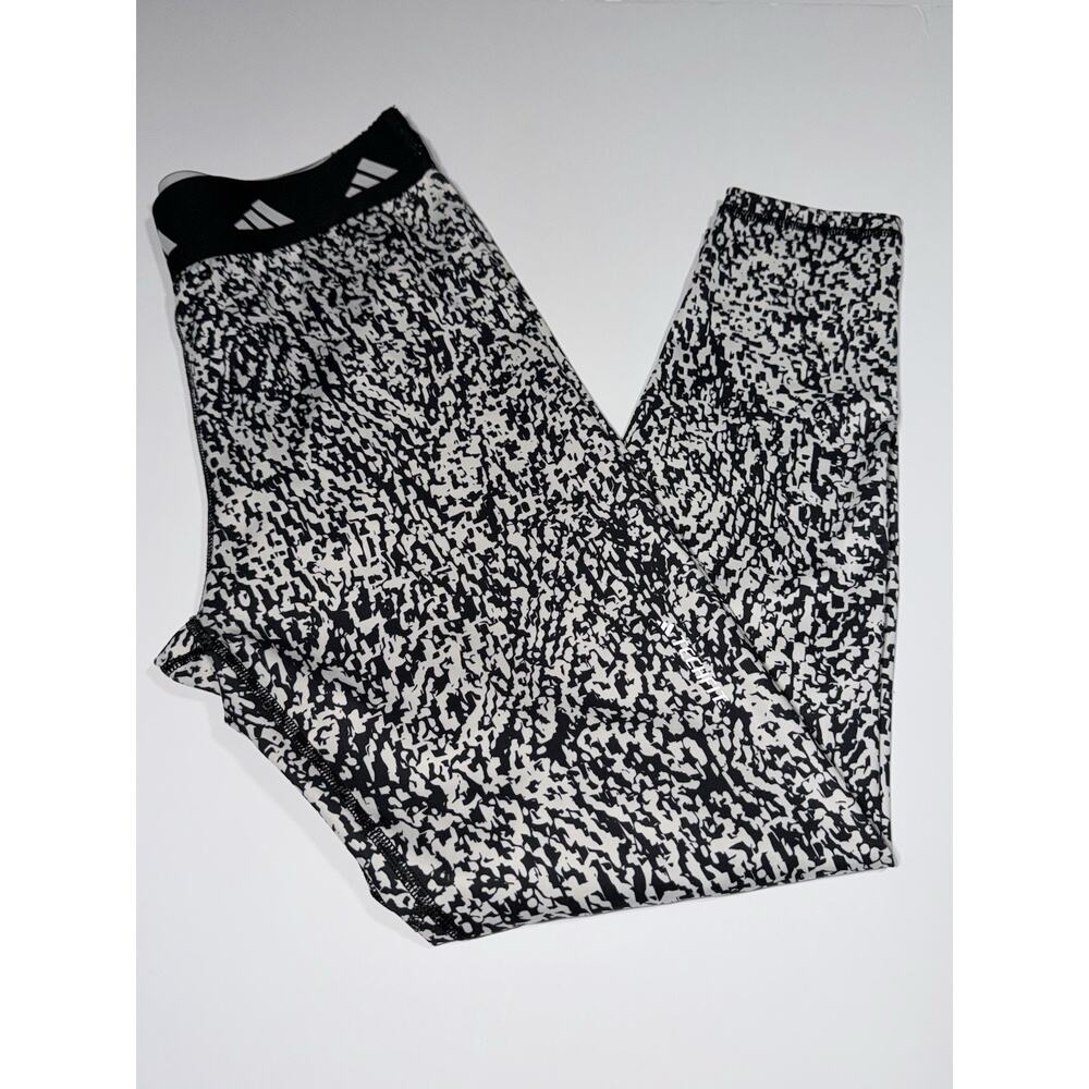 Adidas Leggings Women’s Size Large Techfit Black White Workout Tight Active Gym